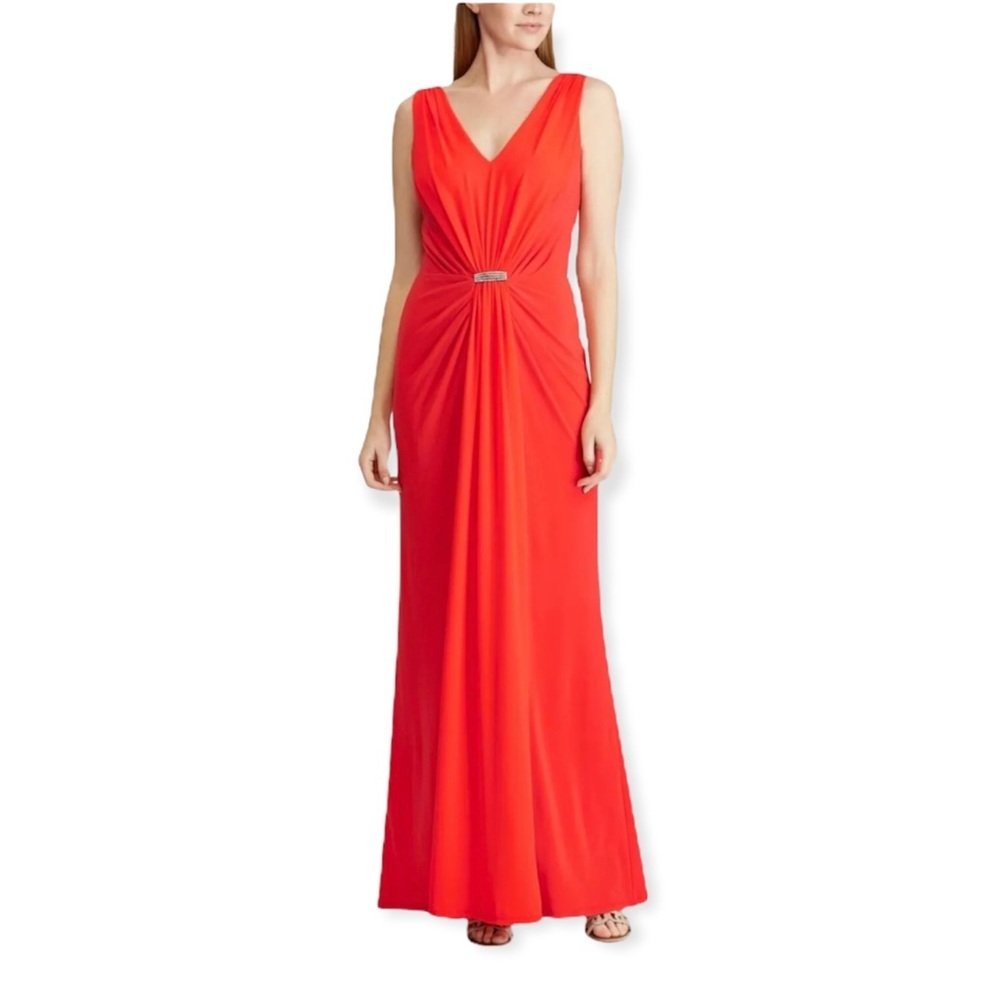 🌸New🌸 Ralph Lauren Sleeveless V-neck Full-length Dress Size 12 NWOT - Picture 10 of 12